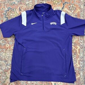 Nike Dri Fit Purple and White Quarter-Zip Short Sleeve Pullover